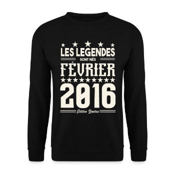 cadeau d'anniversaire Février 2016. février 2016. - Sweat-shirt Unisexe - noir - Devant - Alina (178cm) & Michal (187cm)