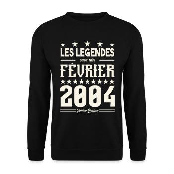 cadeau d'anniversaire Février 2004. février 2004. - Sweat-shirt Unisexe - noir - Devant - Alina (178cm) & Michal (187cm)