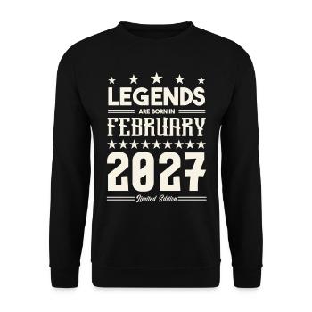 Geschenklegende Februar 2027. Geschenk Februar 2027. - Unisex Pullover - Schwarz - Vorne - Alina (178cm) & Michal (187cm)