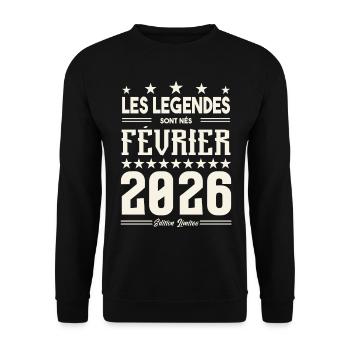 cadeau d'anniversaire Février 2026. février 2026. - Sweat-shirt Unisexe - noir - Devant - Alina (178cm) & Michal (187cm)