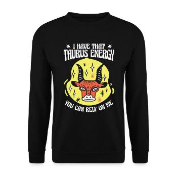 Taurus Energie Konstellation Astrologische Stier - Unisex Pullover - Schwarz - Vorne - Alina (178cm) & Michal (187cm)