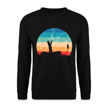 Angeln Geschenk Fischer Angler Petri Heil Rute - Unisex Pullover - Schwarz - Vorne - Alina (178cm) & Michal (187cm)