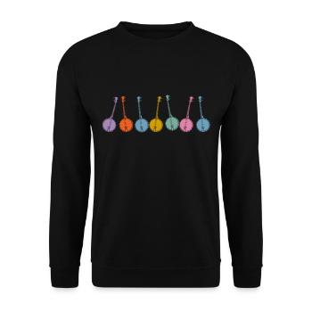 Chemises Banjo Pour Hommes Bluegrass Appalachia Folk - Sweat-shirt Unisexe - noir - Devant - Alina (178cm) & Michal (187cm)