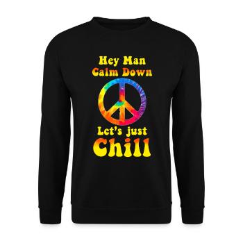 Hippie Geschenk Acidhead Flowerpower Hippi Hippy - Unisex Pullover - Schwarz - Vorne - Alina (178cm) & Michal (187cm)