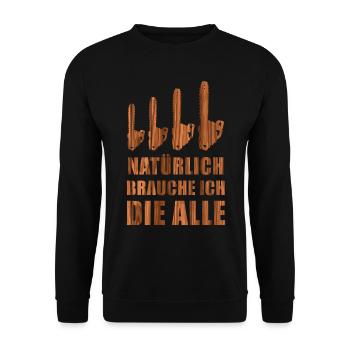 Holz Geschenke Chainsaw Kettensäge Waldarbeiter - Unisex Pullover - Schwarz - Vorne - Alina (178cm) & Michal (187cm)