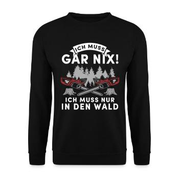 Holz Geschenke Chainsaw Kettensäge Waldarbeiter - Unisex Pullover - Schwarz - Vorne - Alina (178cm) & Michal (187cm)