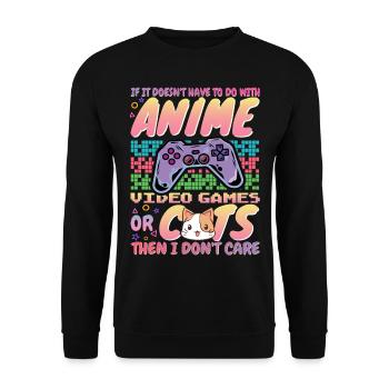 Spaß Anime Katzen Videospiele Gamer Gaming Katze Anime - Unisex Pullover - Schwarz - Vorne - Alina (178cm) & Michal (187cm)