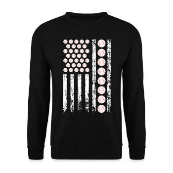 American Sports Baseball Flag Athletic Ballspiel - Unisex Pullover - Schwarz - Vorne - Alina (178cm) & Michal (187cm)