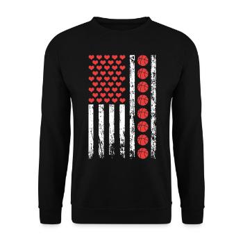 Amerikanischer Sport Basketball Flagge Athletisch - Unisex Pullover - Schwarz - Vorne - Alina (178cm) & Michal (187cm)