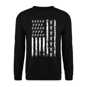 Amerikanischer Schläger Sport Badminton Flagge - Unisex Pullover - Schwarz - Vorne - Alina (178cm) & Michal (187cm)