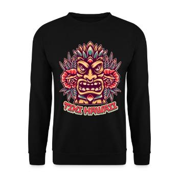 Statue Tiki, île d’Hawaï, masque Tiki - Sweat-shirt Unisexe - noir - Devant - Alina (178cm) & Michal (187cm)