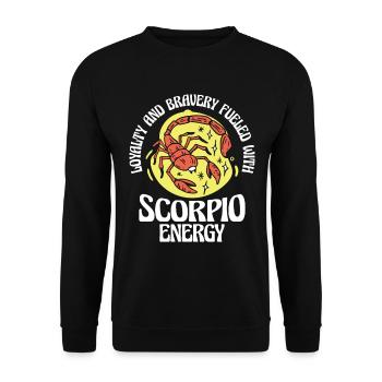 Skorpion Energie Astrologisches Horoskop - Unisex Pullover - Schwarz - Vorne - Alina (178cm) & Michal (187cm)