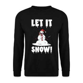 Halloween Gruseliger Schneemann Gespenstischer - Unisex Pullover - Schwarz - Vorne - Alina (178cm) & Michal (187cm)