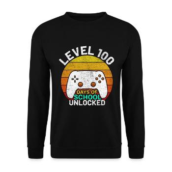 Level 100 Days Of School Gamer 100 Days Of School - Unisex Sweatshirt - black - Front - Alina (178cm) & Michal (187cm)
