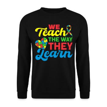 autism awareness Schul Unterricht stolzes Lehrer - Unisex Pullover - Schwarz - Vorne - Alina (178cm) & Michal (187cm)