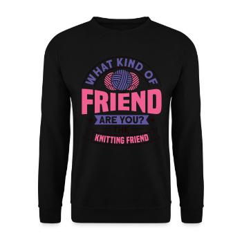 Handarbeit Stricken lustiger Strick Spruch - Unisex Pullover - Schwarz - Vorne - Alina (178cm) & Michal (187cm)