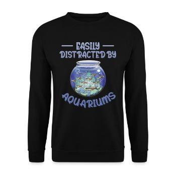 Easily Distracted by Aquariums Lustiges Aquaristik - Unisex Sweatshirt - black - Front - Alina (178cm) & Michal (187cm)