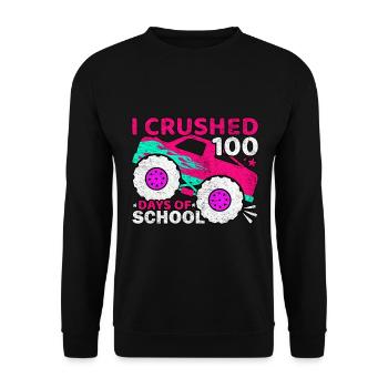 I Crushed 100 Monster Truck 100 Days Of School - Unisex Sweatshirt - black - Front - Alina (178cm) & Michal (187cm)
