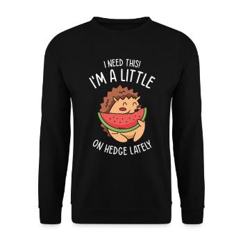 Igel Niedliches Tier Wassermelone Obst Tierfutter - Unisex Pullover - Schwarz - Vorne - Alina (178cm) & Michal (187cm)