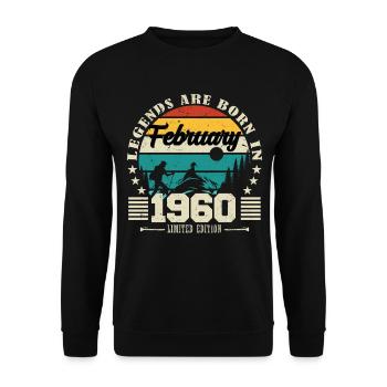 février 1960. Cadeau d'anniversaire février 1960. - Sweat-shirt Unisexe - noir - Devant - Alina (178cm) & Michal (187cm)