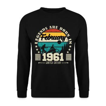 février 1961. Cadeau d'anniversaire février 1961. - Sweat-shirt Unisexe - noir - Devant - Alina (178cm) & Michal (187cm)