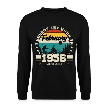 February 1956. Birthday gift February 1956. - Unisex Sweatshirt - black - Front - Alina (178cm) & Michal (187cm)