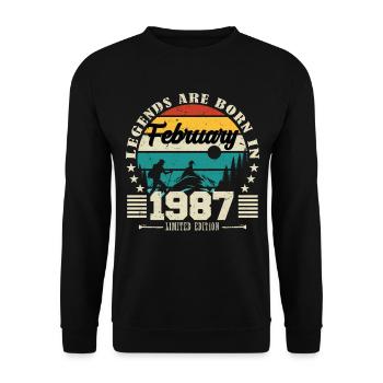 February 1987. Birthday gift February 1987. - Unisex Sweatshirt - black - Front - Alina (178cm) & Michal (187cm)