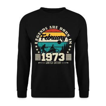 February 1973. Birthday gift February 1973. - Unisex Sweatshirt - black - Front - Alina (178cm) & Michal (187cm)