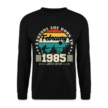 February 1985. Birthday gift February 1985. - Unisex Sweatshirt - black - Front - Alina (178cm) & Michal (187cm)