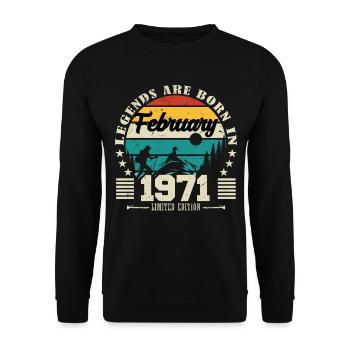 February 1971. Birthday gift February 1971. - Unisex Sweatshirt - black - Front - Alina (178cm) & Michal (187cm)