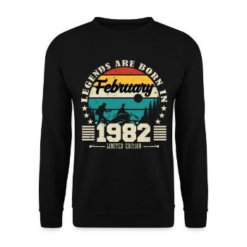 February 1982. Birthday gift February 1982. - Unisex Sweatshirt - black - Front - Alina (178cm) & Michal (187cm)