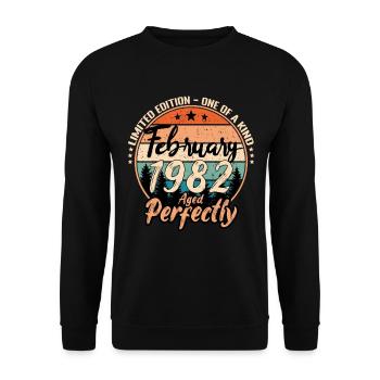 Februar 1982 Jubiläum 1982 Legenden Februar - Unisex Pullover - Schwarz - Vorne - Alina (178cm) & Michal (187cm)