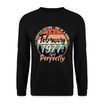 Février 1977 anniversaire 1977 légendes Février - Sweat-shirt Unisexe - noir - Devant - Alina (178cm) & Michal (187cm)