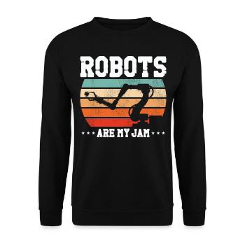 Robot Robotics Engineer Retro - Unisex Pullover - Schwarz - Vorne - Alina (178cm) & Michal (187cm)