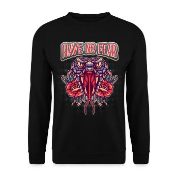 Cobra snake, horror, comic saying Have-No-Fear - Unisex Sweatshirt - black - Front - Alina (178cm) & Michal (187cm)