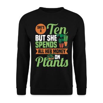 Funny Plants Saying for You a Planting - Unisex Sweatshirt - black - Front - Alina (178cm) & Michal (187cm)