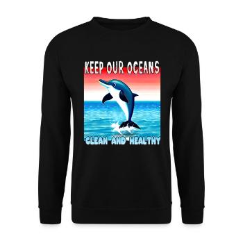 Delfin Umweltschutz ist wichtig - Unisex Pullover - Schwarz - Vorne - Alina (178cm) & Michal (187cm)