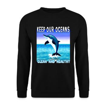 Delfin Umweltschutz ist wichtig - Unisex Pullover - Schwarz - Vorne - Alina (178cm) & Michal (187cm)