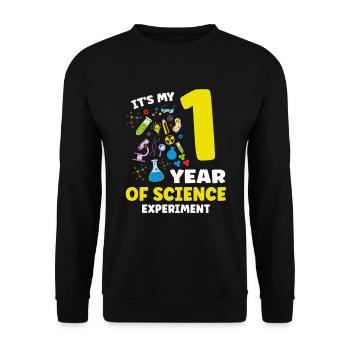 Es Ist Mein 1-jähriger - Unisex Pullover - Schwarz - Vorne - Alina (178cm) & Michal (187cm)
