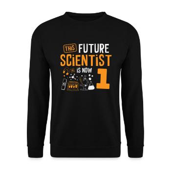 This future scientist is now 1. - Unisex Sweatshirt - black - Front - Alina (178cm) & Michal (187cm)