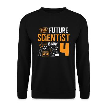 This future scientist is now 4. - Unisex Sweatshirt - black - Front - Alina (178cm) & Michal (187cm)