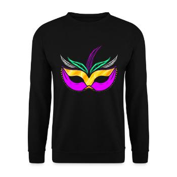 Masque jaune doré et violet pour Mardi Gras - Sweat-shirt Unisexe - noir - Devant - Alina (178cm) & Michal (187cm)