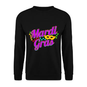 Purple Lettering With Beads and Mask For Mardi - Unisex Sweatshirt - black - Front - Alina (178cm) & Michal (187cm)
