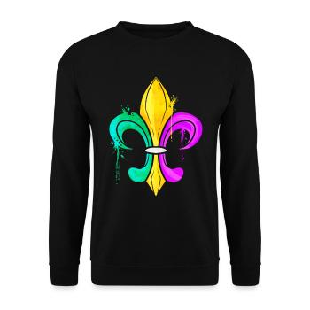 Green, Golden and Purple Fleur De Lis - Unisex Sweatshirt - black - Front - Alina (178cm) & Michal (187cm)