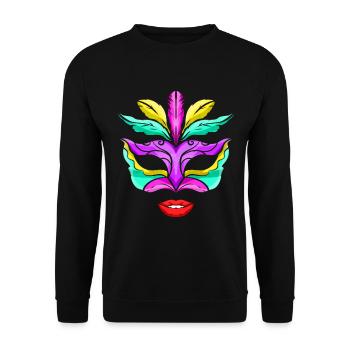 Purple, Green And Golden Mask With Red Lips For - Unisex Sweatshirt - black - Front - Alina (178cm) & Michal (187cm)