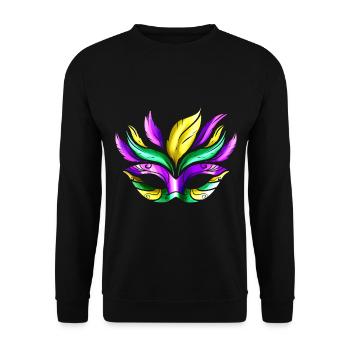 Purple, Green And Golden Mask For Mardi Gras - Unisex Sweatshirt - black - Front - Alina (178cm) & Michal (187cm)