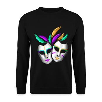Pair Of White Masks With Feathers For Mardi Gras - Unisex Pullover - Schwarz - Vorne - Alina (178cm) & Michal (187cm)