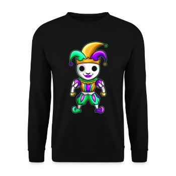 Cute Kawaii Jester With Mask For Mardi Gras - Unisex Sweatshirt - black - Front - Alina (178cm) & Michal (187cm)