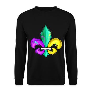 Purple, Green and Golden Fleur De Lis - Unisex Sweatshirt - black - Front - Alina (178cm) & Michal (187cm)