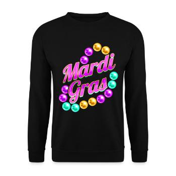Lettrage violet avec perles pour Mardi Gras - Sweat-shirt Unisexe - noir - Devant - Alina (178cm) & Michal (187cm)